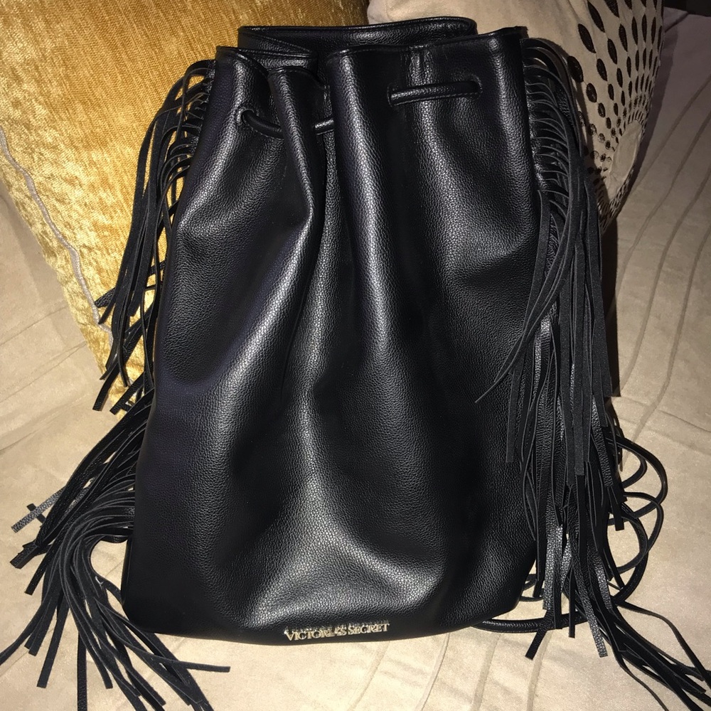 Victoria Secret Black Fringe Backpack